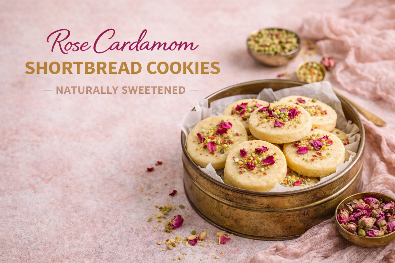 Rose Cardamom Shortbread Cookies